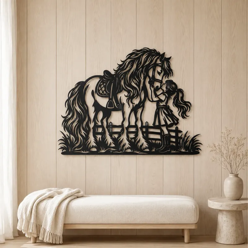Pony and Child Metal Wall Art | Equestrian Wall Decor - lifestyle view 5