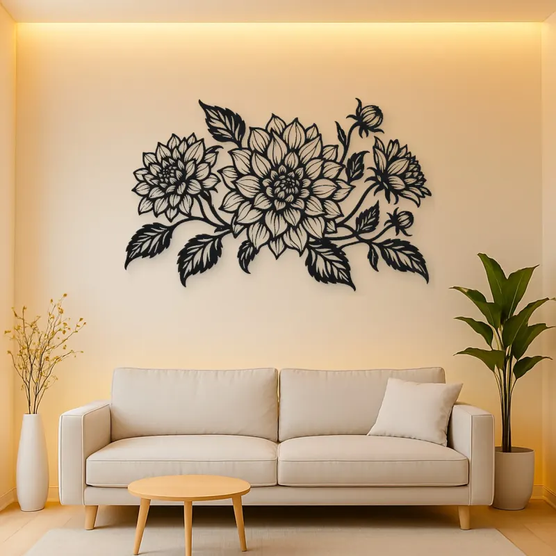 Dahlia Bloom Metal Wall Art | Botanical Metal Wall Decor