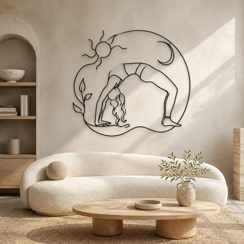 Bridge Pose Arc Metal Wall Art | Yoga and Meditation Wall Decor - lifestyle view 3