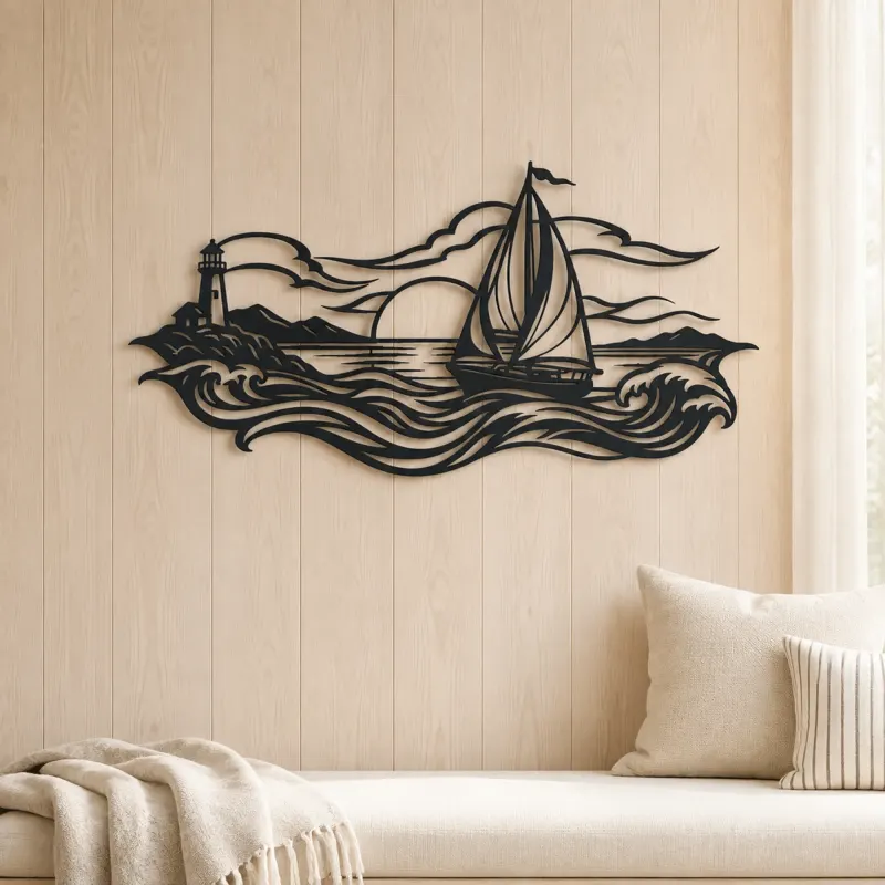 Sailboat Horizon Metal Wall Art | Coastal and Nautical Wall Decor - lifestyle view 5