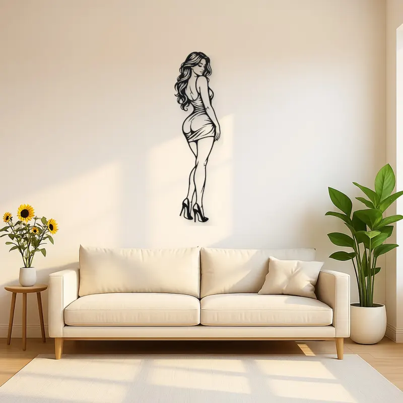Body Line Twist Metal Wall Art | Minimalist Woman Line Art