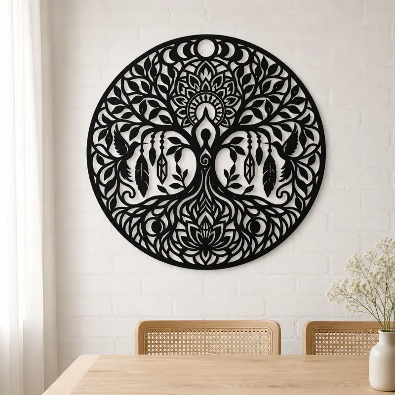 Tree Mandala Fusion Metal Wall Art | Botanical Metal Wall Decor - lifestyle view 4