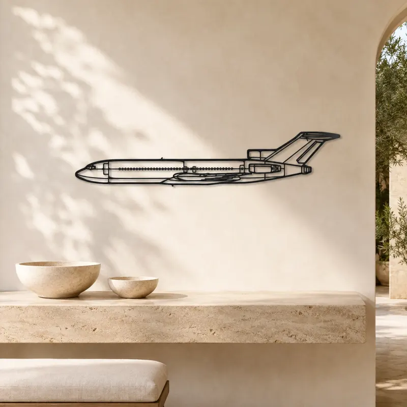 727 Airplane Silhouette Metal Wall Art, Metal Aircraft Silhouette, Aviation Wall Decor, Aviator Decor - lifestyle view 3