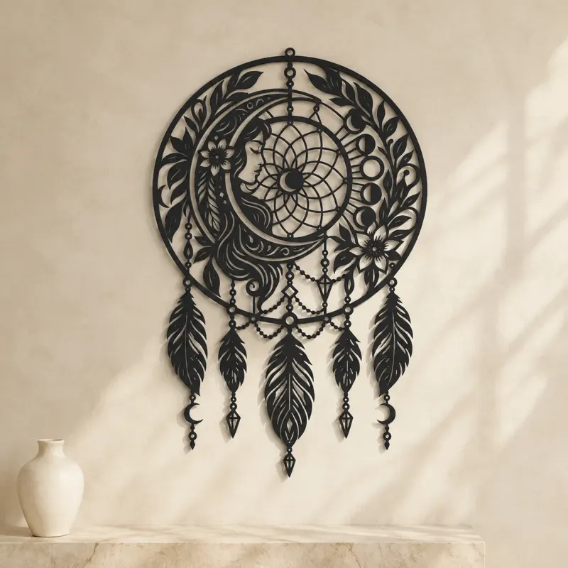 Dreamcatcher Moon Metal Wall Art | Spiritual Boho Metal Decor - lifestyle view 3