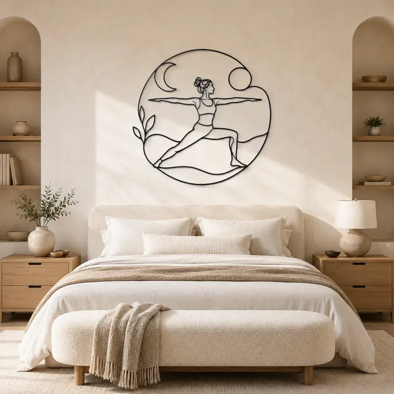Warrior Two Horizon Metal Wall Art | Yoga and Meditation Wall Decor - lifestyle view 2