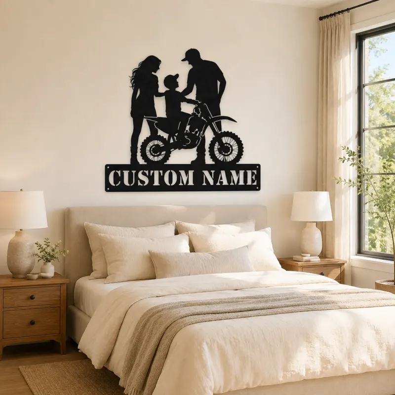 Personalized Mini Dirt Bike Family Metal Wall Art - lifestyle view 2