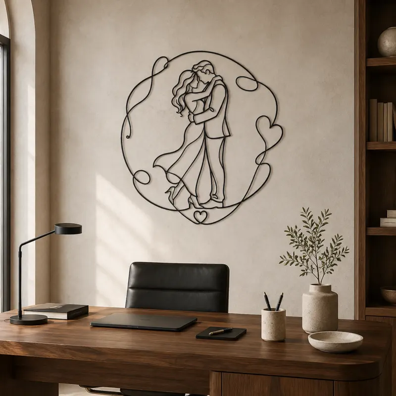 Timeless Love Embrace Metal Wall Art | Romantic Couple Decor - lifestyle view 3