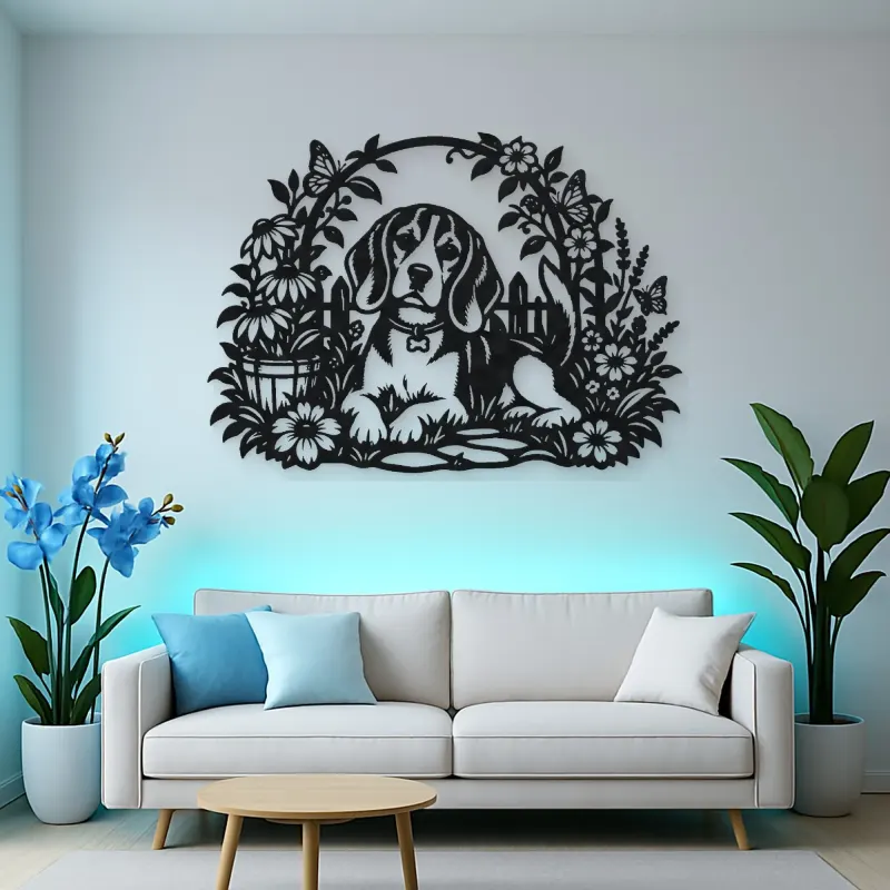 Beagle Garden Metal Wall Art | Pet Lover Silhouette Decor