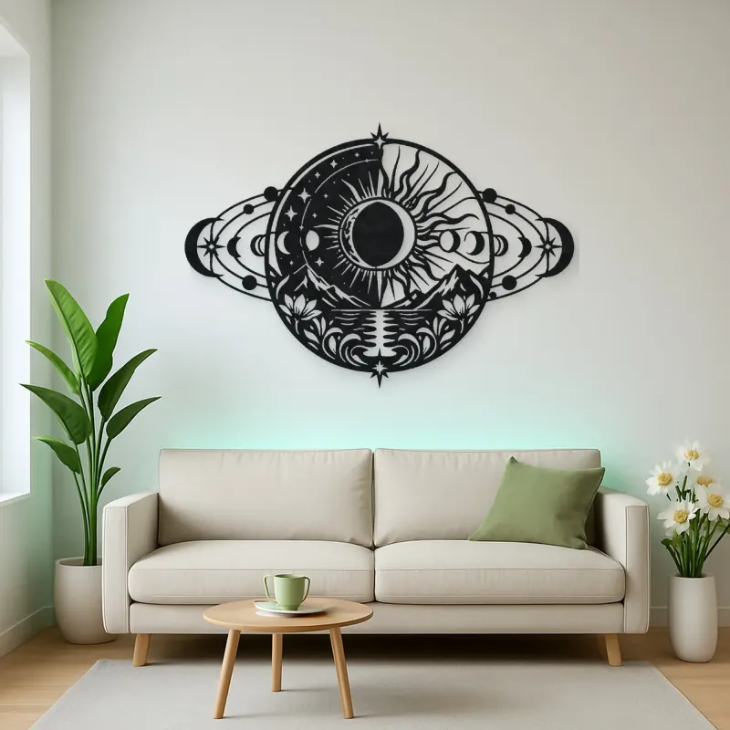 Eclipse Harmony Metal Wall Art | Celestial Boho Wall Decor