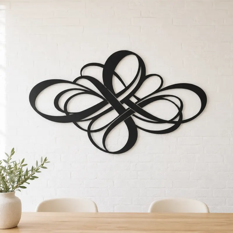 Modern Ribbon Knot Metal Wall Art | Modern Abstract Metal Decor - lifestyle view 4