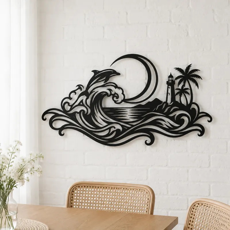 Crescent Moon Tide Metal Wall Art | Coastal and Nautical Wall Decor - lifestyle view 4