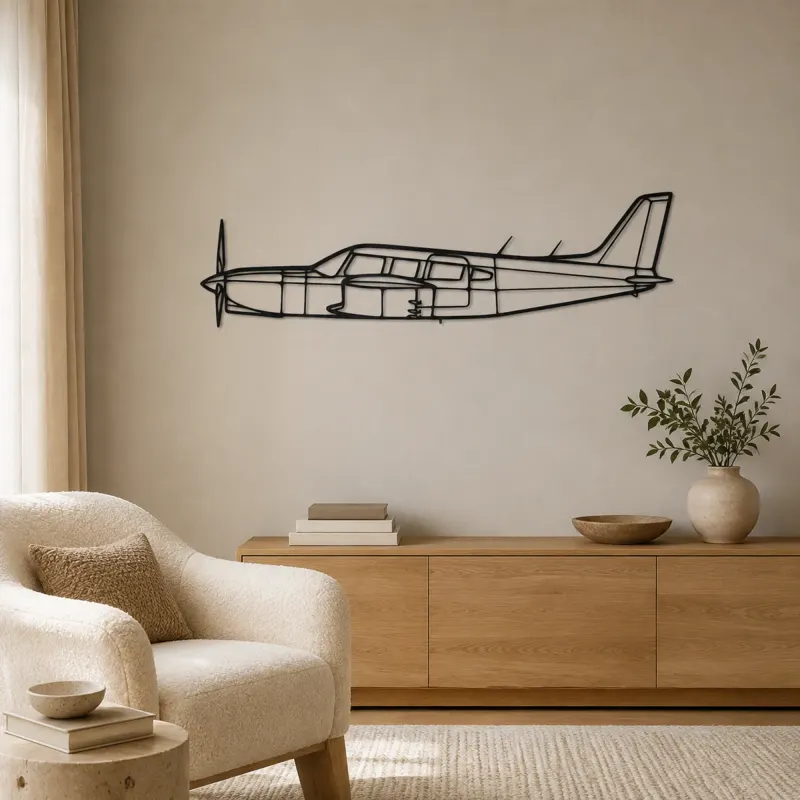 PA-32R-301T Airplane Silhouette Metal Wall Art, Metal Aircraft Silhouette, Aviation Wall Decor, Aviator Decor - lifestyle view 5
