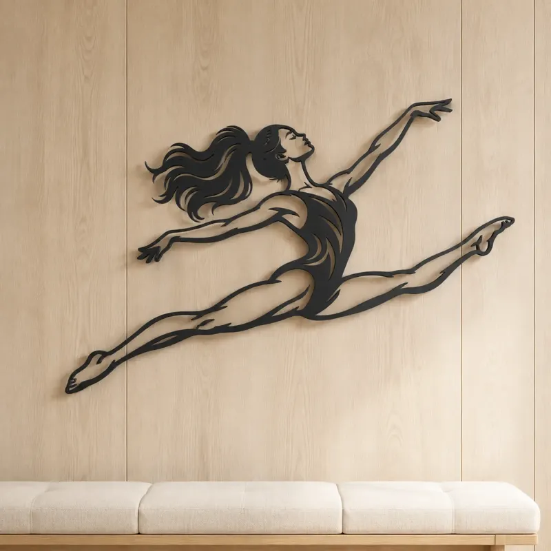 Gymnastics Split Leap Metal Wall Art | Movement Silhouette Decor - lifestyle view 5