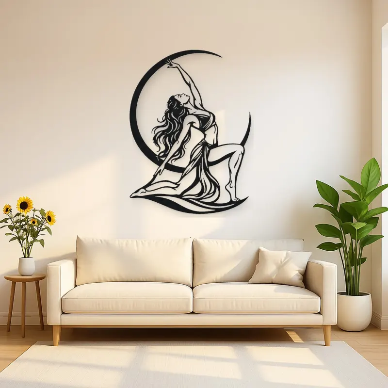 Moon Salutation Metal Wall Art | Movement Silhouette Decor