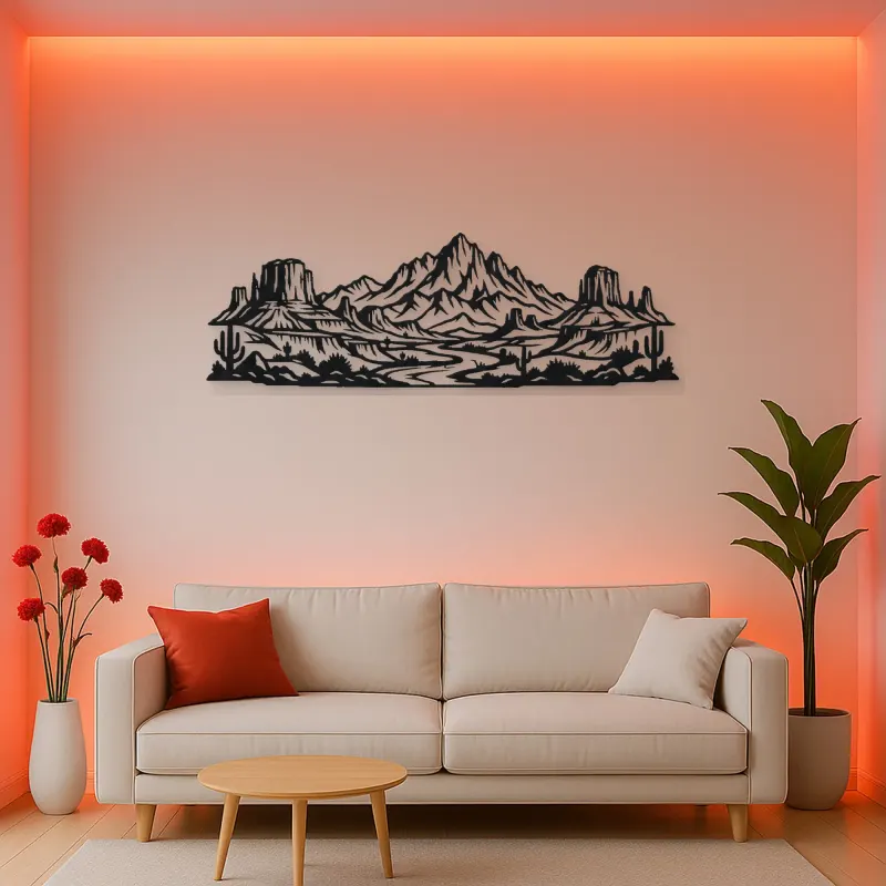 Desert Mesa Range Metal Wall Art | Nature Silhouette Decor