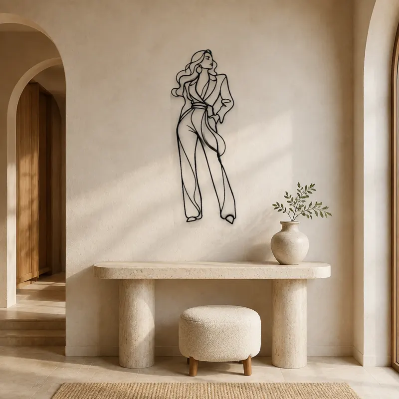 Fitted Jumpsuit Model Metal Wall Art | Fashion Figure Wall Decor - lifestyle view 3