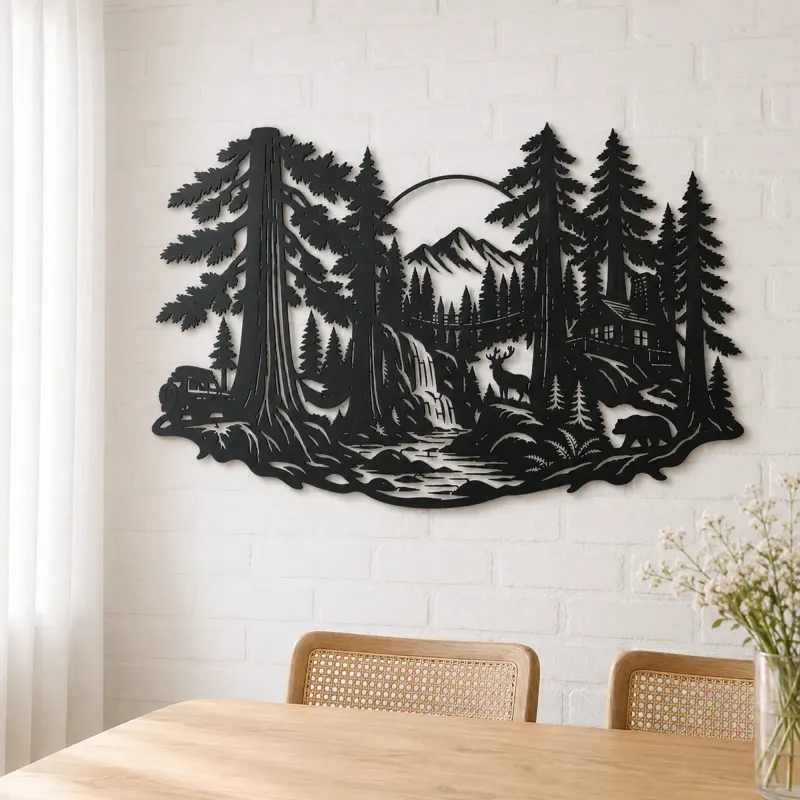 Redwood Canopy Metal Wall Art | Nature Silhouette Decor - lifestyle view 4