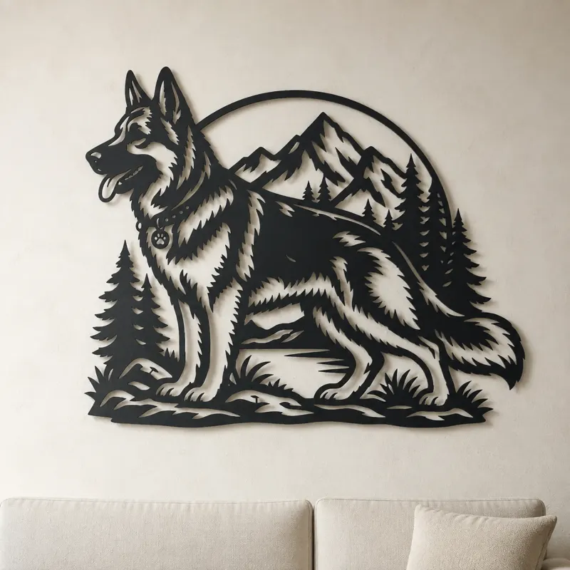 Deutscher Schäferhund Profil Metall Wandkunst | Tierliebhaber Silhouette Dekor