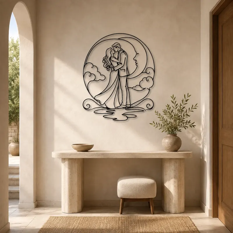 Moonlight Kiss Couple Metal Wall Art | Romantic Couple Decor - lifestyle view 3