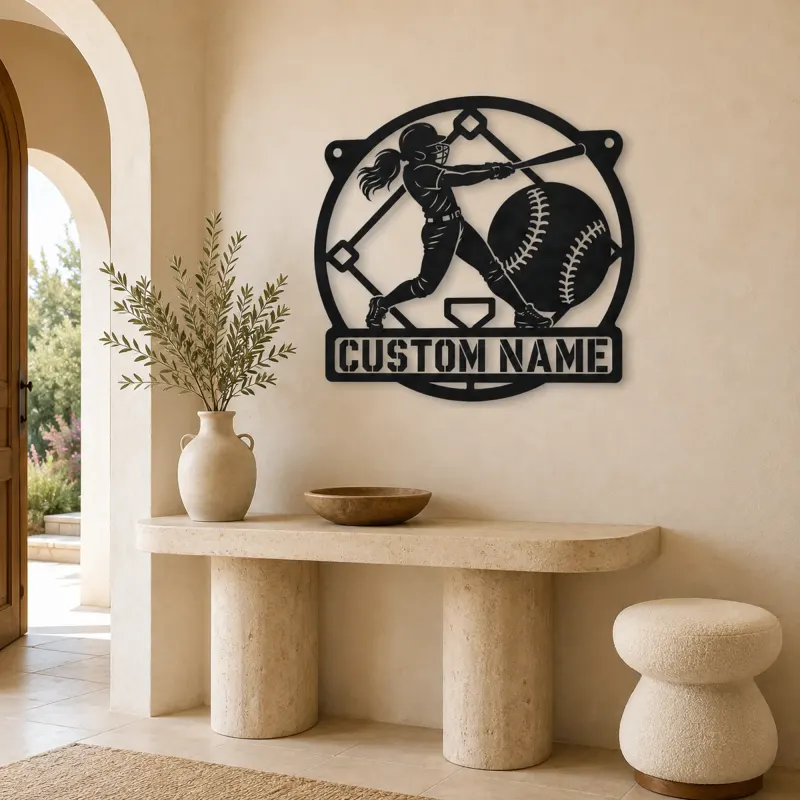Personalized Softball Batter Metal Wall Art with Diamond - lifestyle view 3