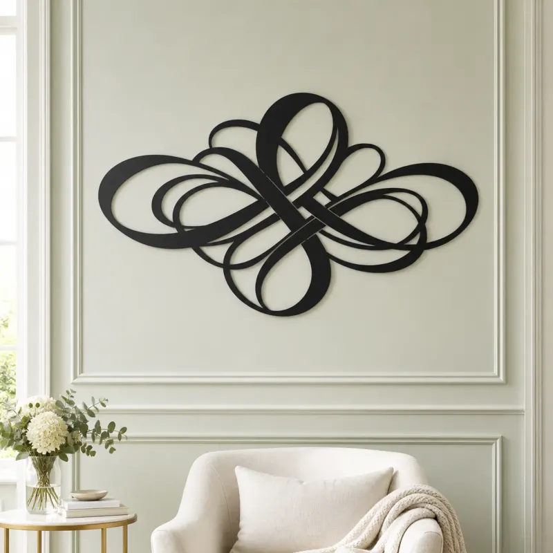 Modern Ribbon Knot Metal Wall Art | Modern Abstract Metal Decor - lifestyle view 2