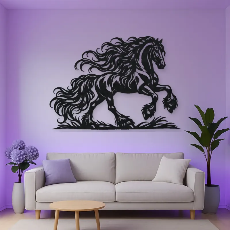 Friesian Mane Flow Metal Wall Art | Equestrian Wall Decor
