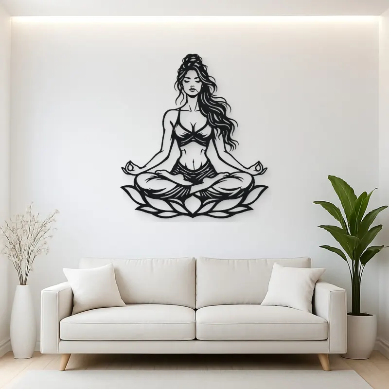 Lotus Meditation Metal Wall Art | Movement Silhouette Decor