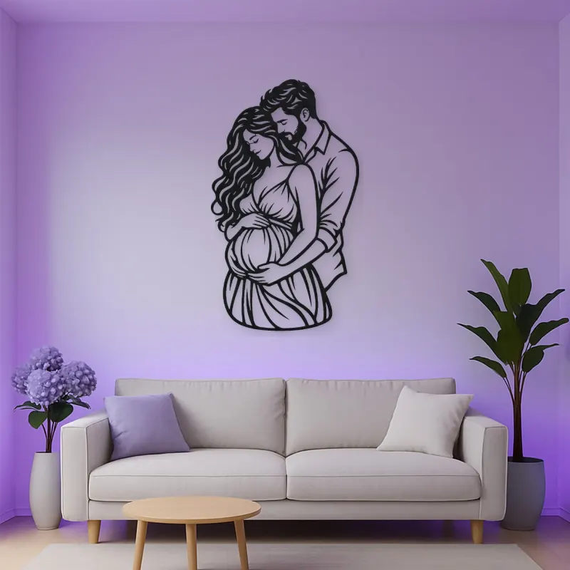 Expecting Parents Metal Wall Art | Family Silhouette Decor