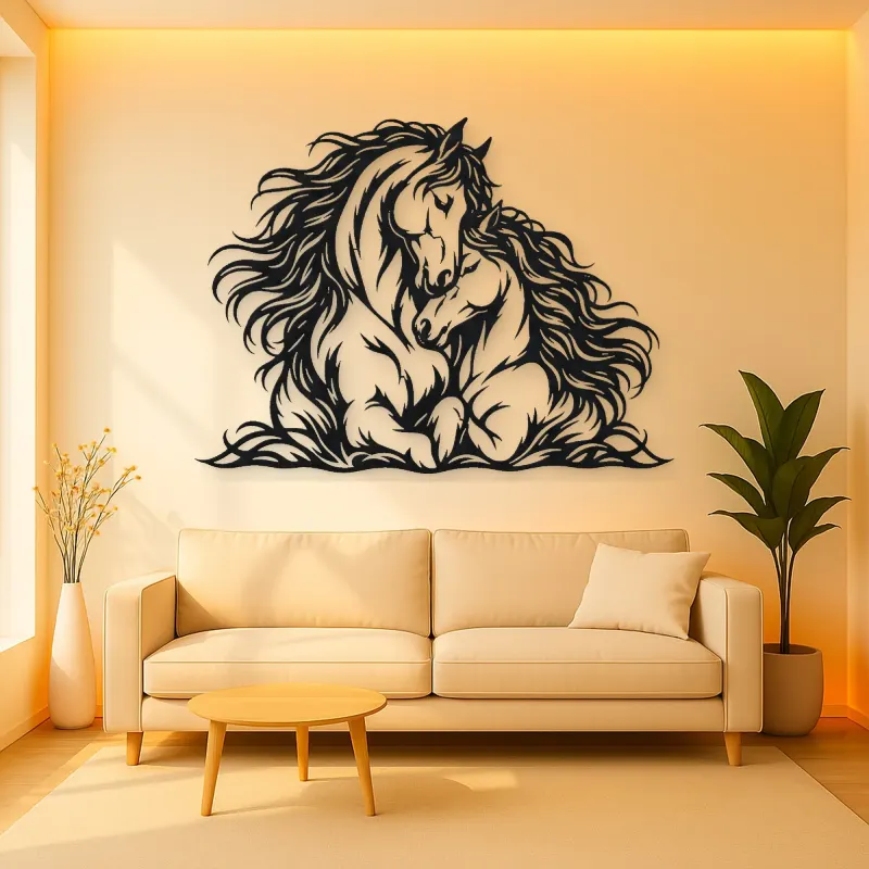 Two Horses Embrace Metal Wall Art | Equestrian Wall Decor