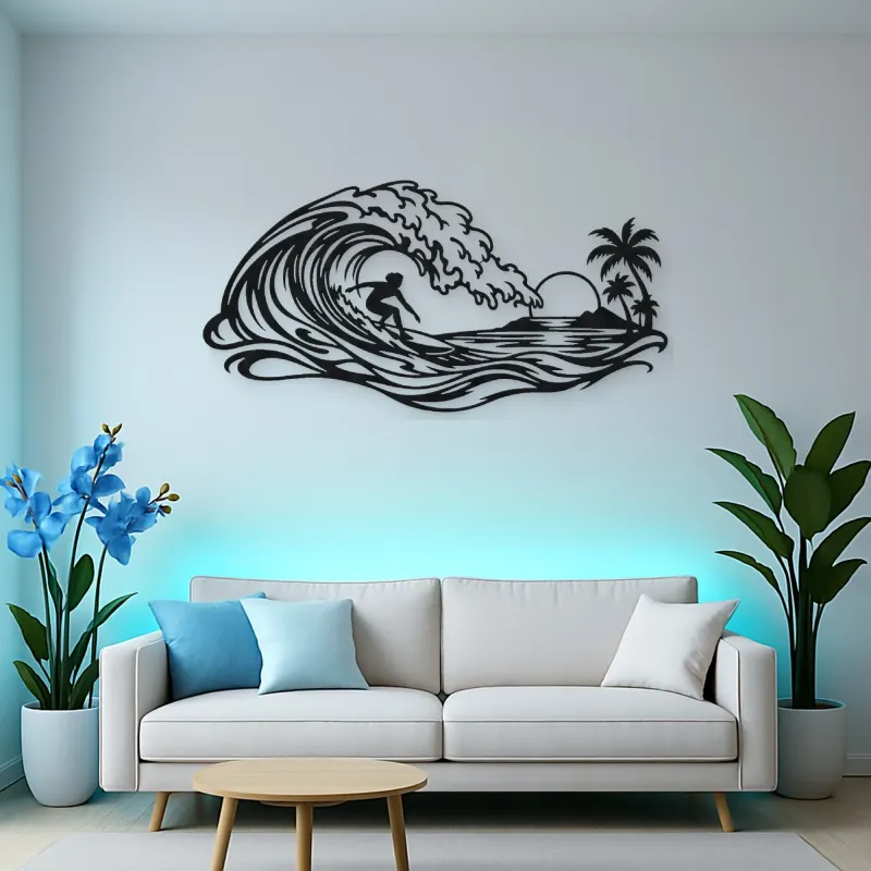 Surfer on the Curl Metal Wall Art | Coastal and Nautical Wall Decor