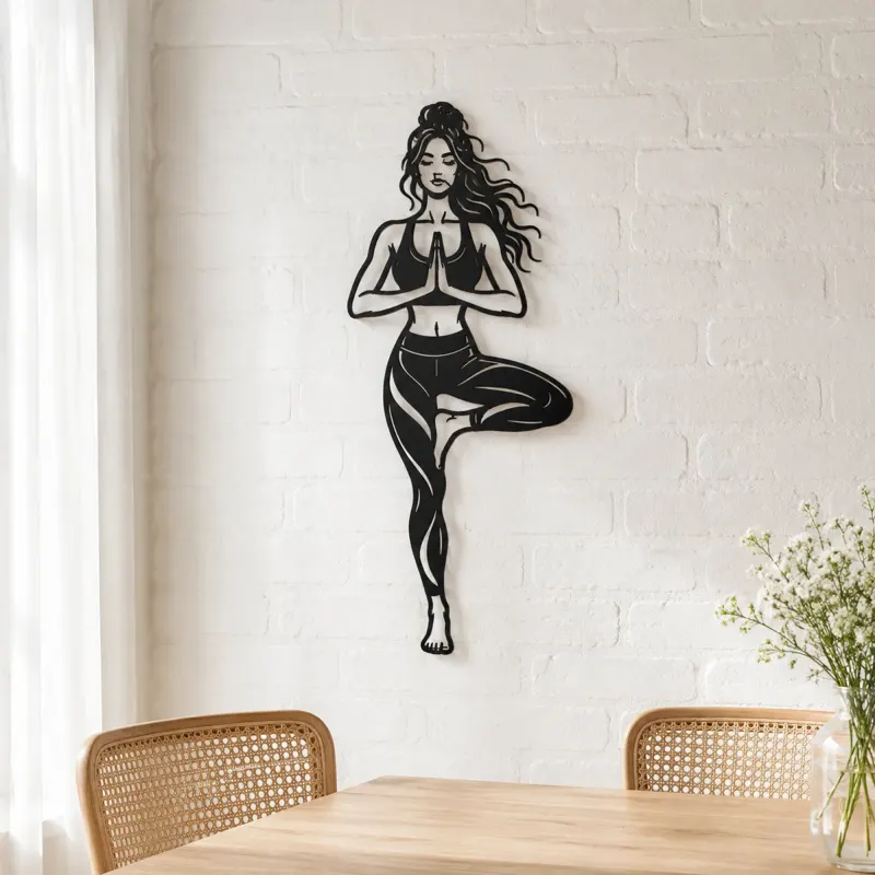 Tree Pose Balance Metal Wall Art | Movement Silhouette Decor - lifestyle view 4