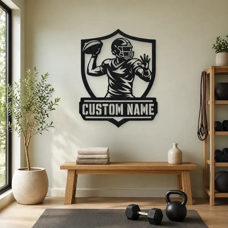 Personalized Quarterback Passing Shield Metal Wall Art - lifestyle view 4