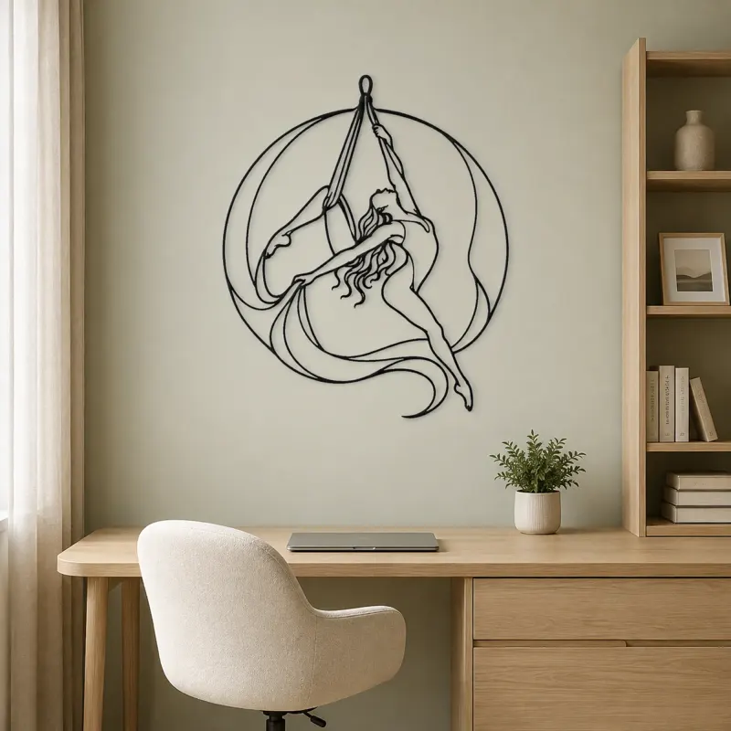 Aerial Silk Dancer Metal Wall Art | Aerial Dance Wall Decor - lifestyle view 4
