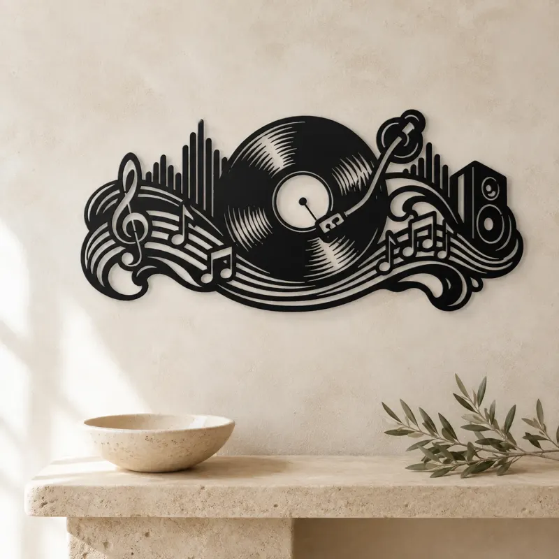 Vinyl Record Wave Metal Wall Art | Music Room Wall Decor - lifestyle view 3