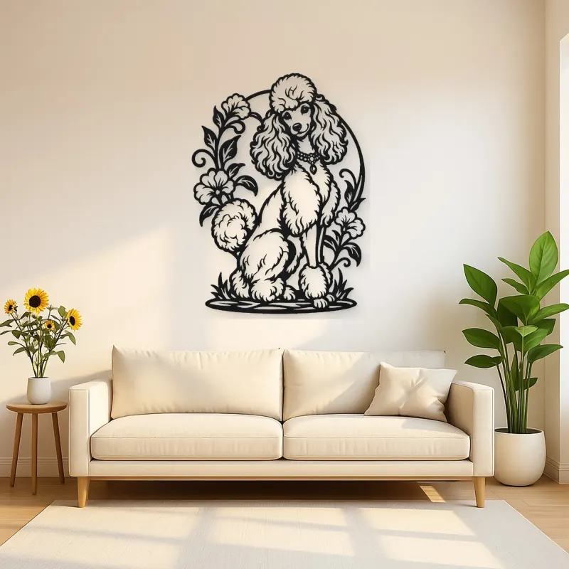 Poodle Elegant Pose Metal Wall Art | Pet Lover Silhouette Decor