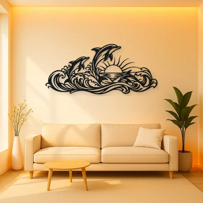 Dolphin Wave Dance Metal Wall Art | Coastal and Nautical Wall Decor
