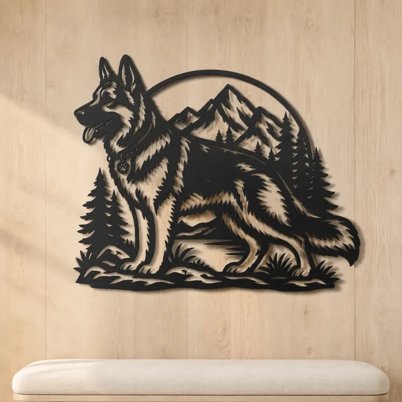 German Shepherd Profile Metal Wall Art | Pet Lover Silhouette Decor - lifestyle view 5