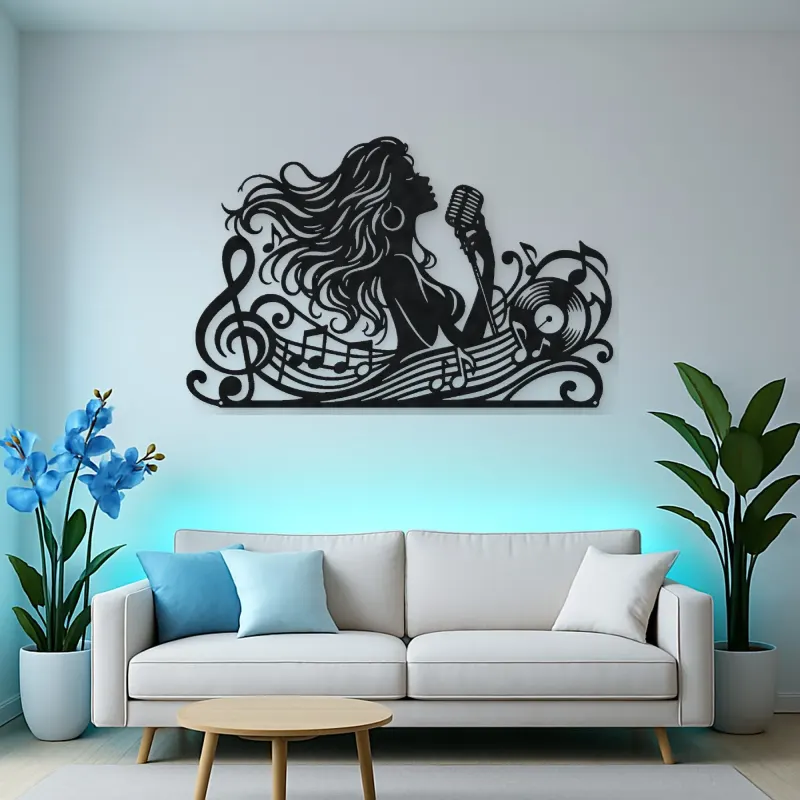 Singer Silhouette Metal Wall Art | Music Room Wall Decor