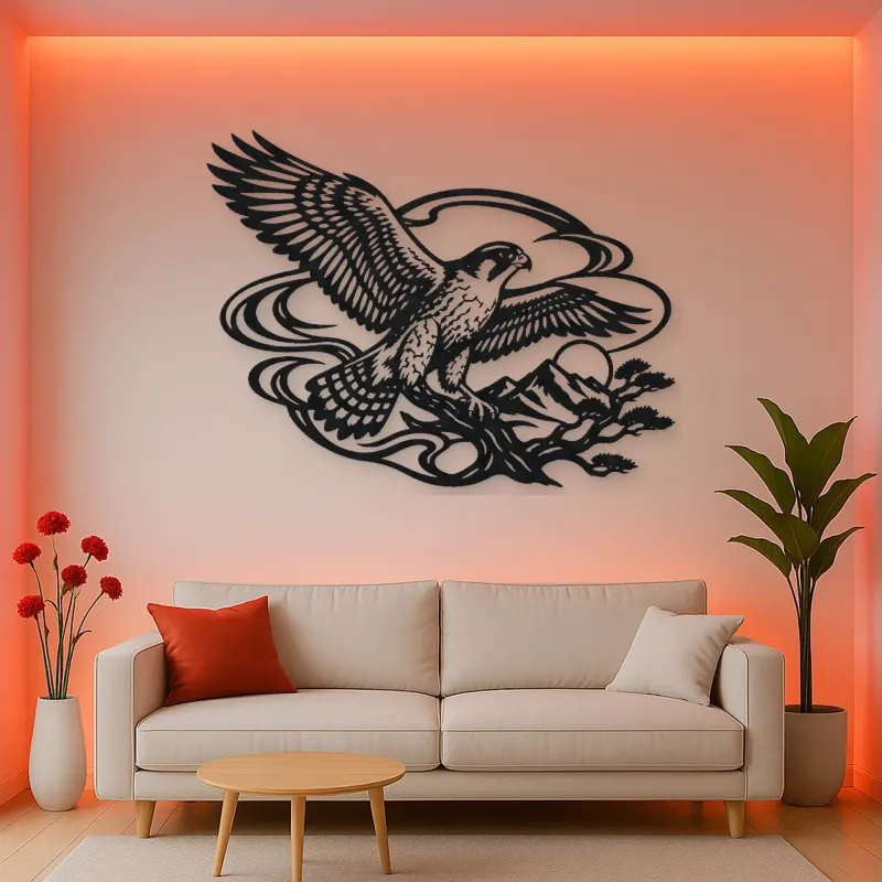 Falcon Wind Curve Metal Wall Art | Wildlife Silhouette Decor