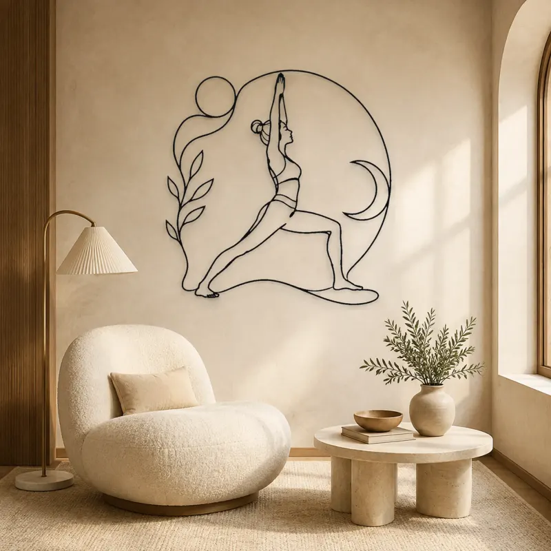 Warrior One Strength Metal Wall Art | Yoga and Meditation Wall Decor - lifestyle view 5