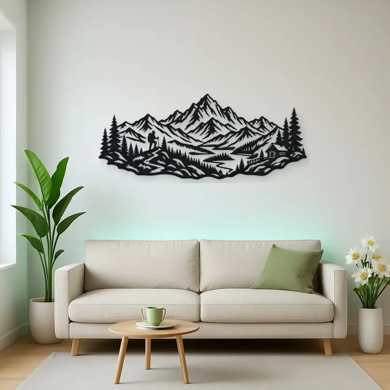 Wild Summit Trail Metal Wall Art | Nature Silhouette Decor