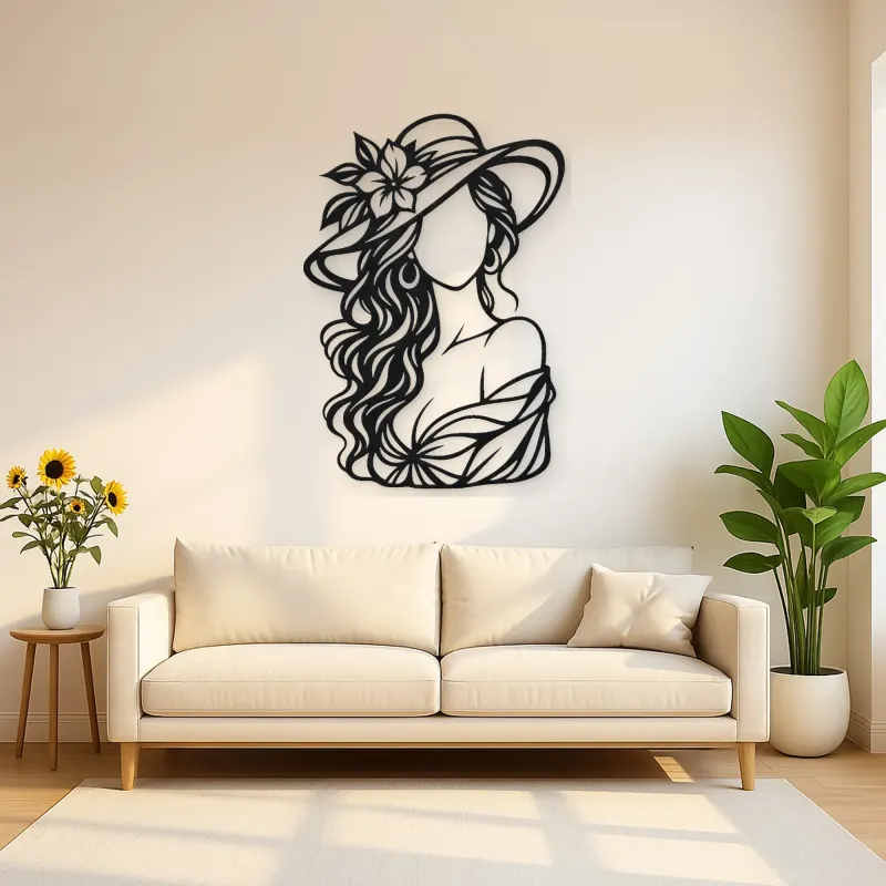 Faceless Fashion Muse Metal Wall Art | Minimalist Woman Line Art