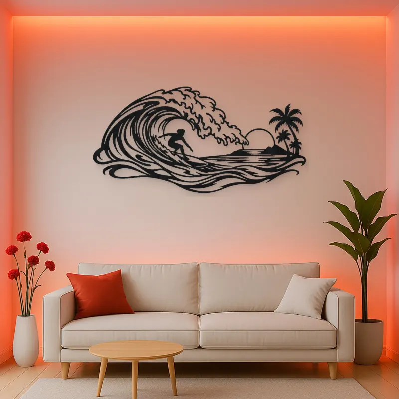 Surfer on the Curl Metal Wall Art | Coastal and Nautical Wall Decor