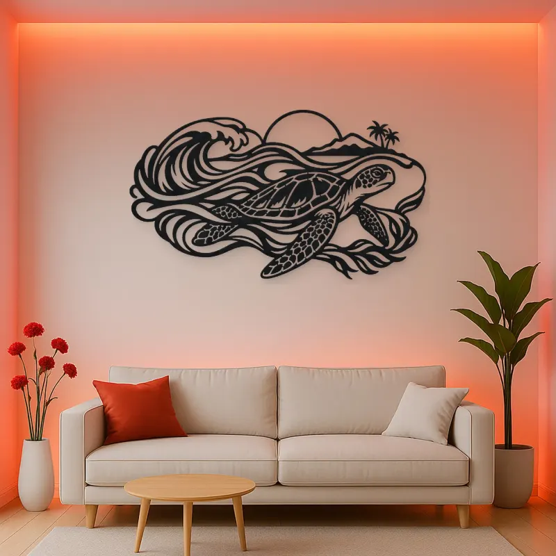 Sea Turtle Current Metal Wall Art | Coastal and Nautical Wall Decor