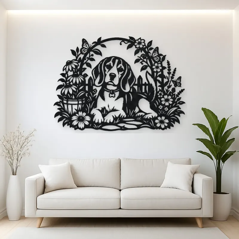 Beagle Garden Metal Wall Art | Pet Lover Silhouette Decor
