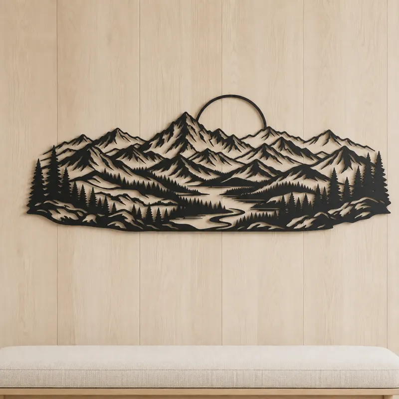 Endless Mountain Horizon Metal Wall Art | Nature Silhouette Decor - lifestyle view 5