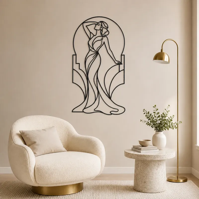 Art Deco Muse Metal Wall Art | Fashion Figure Wall Decor - lifestyle view 5
