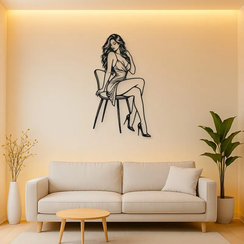 Sensual Chair Pose Metal Wall Art | Movement Silhouette Decor