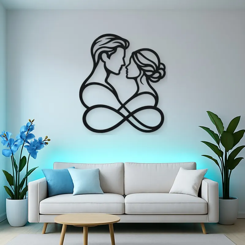 Intertwined Profiles Metal Wall Art | Romantic Couple Decor