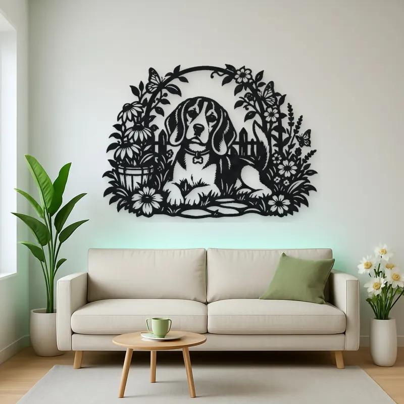 Beagle Garden Metal Wall Art | Pet Lover Silhouette Decor